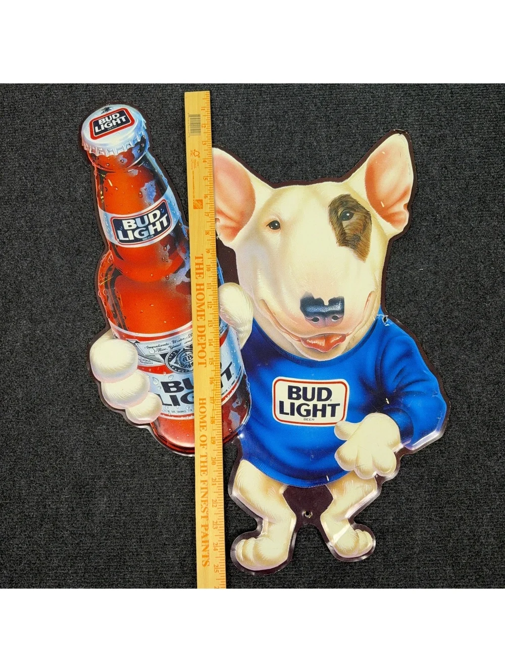 Vintage 1989 Bud Light Spuds MacKenzie Metal Sign Original Beer Advertising 3D